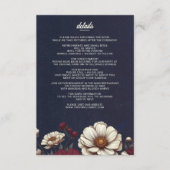 ネイビーブルーとブルゴーニュのフローラ結婚ズ エンクロージャーカード (正面)