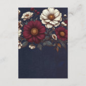 ネイビーブルーとブルゴーニュのフローラ結婚ズ エンクロージャーカード (裏面)