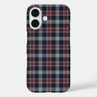 ネイビーブルーとブルゴーニュのプレイド iPhone 16ケース