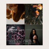 ネイビーブルーとブルゴーニュの3枚の写真フローラル 名刺 (外部フラット)