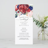 ネイビーブルーとブルゴーニュレッドフローラ結婚式 プログラム (スタンド正面)