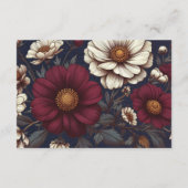 ネイビーブルーとブルゴーニュ結婚フローラのQRコード エンクロージャーカード (裏面)