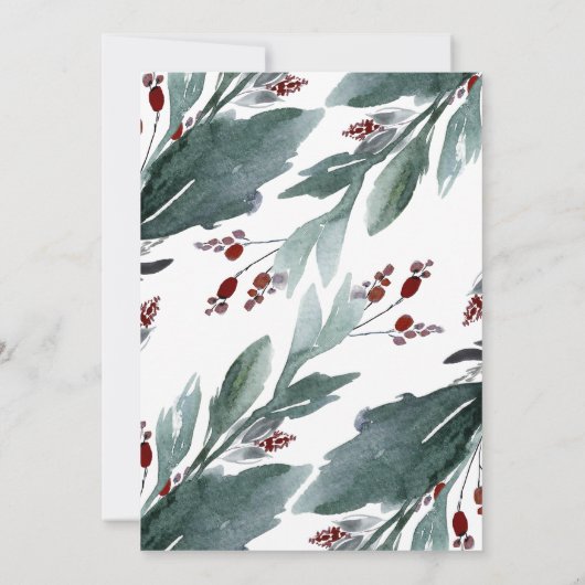 ネイビーブルーとブルゴーニュ赤モダンフローラ結婚ズ 招待状 (裏面)