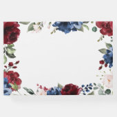 ネイビーブルーとブルゴーニュ赤面ピンク結婚フローラ ゲストブック (裏面)