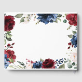 ネイビーブルーとブルゴーニュ赤面ピンク結婚フローラ ゲストブック (裏面)