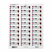 ネイビーブルーとブルゴーニュ赤面ピンク結婚フローラ ラベル (フルシート)