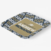 ネイビーブルーとブロンズの金ゴールドパーソナライズされた卒業 ペーパープレート (傾斜あり)