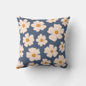 ネイビーブルーとベージュのフローラ クッション (裏面)