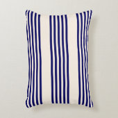 ネイビーブルーとベージュの5つのストライプパターン アクセントクッション (正面(垂直))