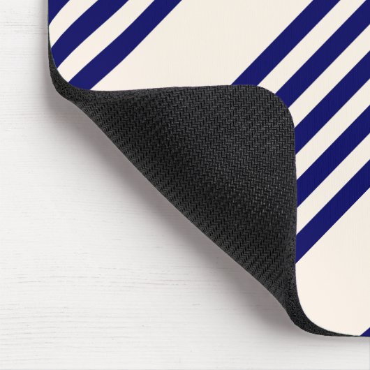 ネイビーブルーとベージュの5つのストライプパターン マウスパッド (コーナー)