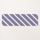 ネイビーブルーとベージュの5つのストライプパターン ヨガマット (裏面(横))