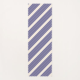 ネイビーブルーとベージュの5つのストライプパターン ヨガマット