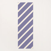 ネイビーブルーとベージュの5つのストライプパターン ヨガマット (裏面)