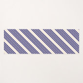 ネイビーブルーとベージュの5つのストライプパターン ヨガマット (正面(横))