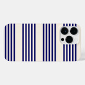 ネイビーブルーとベージュの5つのストライプパターン iPhoneケース (裏面横)