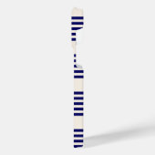 ネイビーブルーとベージュの5つのストライプパターン iPhoneケース (左側面)