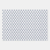 ネイビーブルーとホワイトいかりラッピング紙シート ラッピングペーパーシート (正面3)