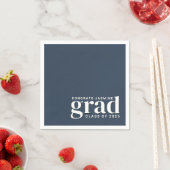 ネイビーブルーとホワイトおめでとう大学院学年 スタンダードカクテルナプキン (インサイチュ)