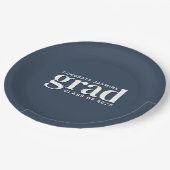 ネイビーブルーとホワイトおめでとう学年卒業 ペーパープレート (アングル)