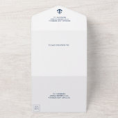 ネイビーブルーとホワイトのいかり航海のズ結婚 オールインワン招待状 (外側)