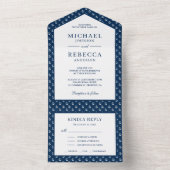 ネイビーブルーとホワイトのいかり航海のズ結婚 オールインワン招待状 (内側)