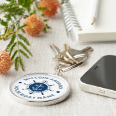 ネイビーブルーとホワイトのステアリングホワイトとボートいかり キーホルダー (側面)