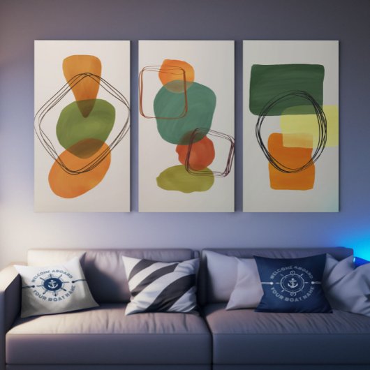 ネイビーブルーとホワイトのステアリングホワイトとボートいかり クッション