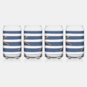 ネイビーブルーとホワイトのストライプヒトデ ガラス缶 (左)