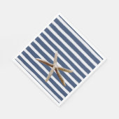 ネイビーブルーとホワイトのストライプヒトデ スタンダードランチョンナプキン (角)