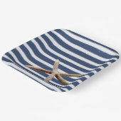 ネイビーブルーとホワイトのストライプヒトデ ペーパープレート (傾斜あり)