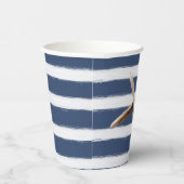 ネイビーブルーとホワイトのストライプヒトデ 紙コップ (右)