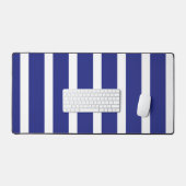 ネイビーブルーとホワイトのストライプ模様 デスクマット (キーボード&マウス)