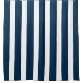 ネイビーブルーとホワイトのストライプ シャワーカーテン (正面)