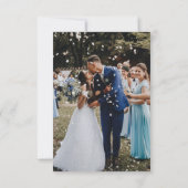 ネイビーブルーとホワイトのタイポグラフィ結婚ズ サンキューカード (裏面)