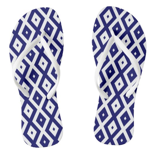 ネイビーブルーとホワイトのダイヤモンドパターン ビーチサンダル (ソール)
