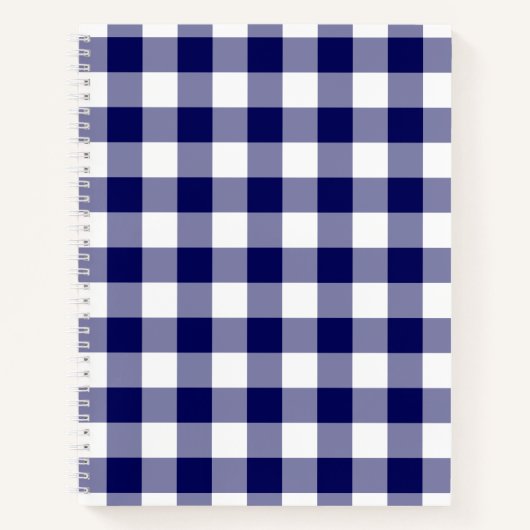 ネイビーブルーとホワイトのチェック済みプレイドスケッチの注記 ノートブック (正面)