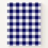 ネイビーブルーとホワイトのチェック済みプレイドスケッチの注記 ノートブック (裏面)
