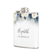 ネイビーブルーとホワイトのバラの花嫁シャワー フラスコ フラスク (左)