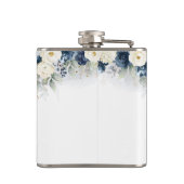 ネイビーブルーとホワイトのバラの花嫁シャワー フラスコ フラスク (裏面)