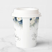 ネイビーブルーとホワイトのバラの ブライダルシャワー ペーパーカップ (右)