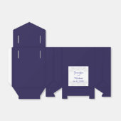 ネイビーブルーとホワイトのフローラ結婚式の引き出物ボックス フェイバーボックス (折り畳みなし)