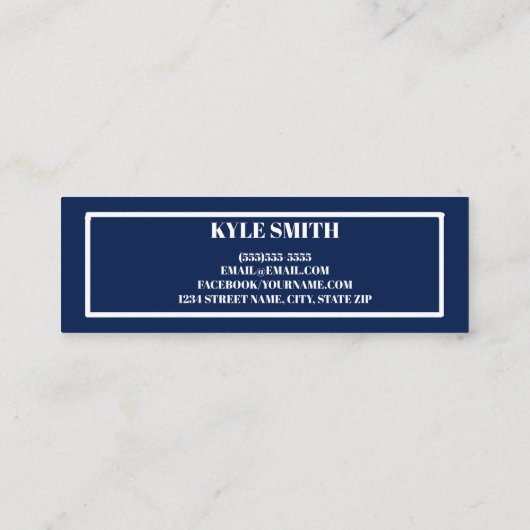 ネイビーブルーとホワイトのプロファイルカード コーリングカード (裏面)