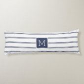 ネイビーブルーとホワイトのモダンストライプ ボディピロー (裏面)