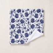 ネイビーブルーとホワイトのヴィンテージマスク バスタオルセット (ウォッシュタオル)