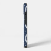 ネイビーブルーとホワイトの六角形パターン  iPhoneケース (左側面)