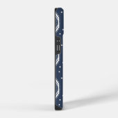 ネイビーブルーとホワイトの六角形パターン  iPhoneケース (右側面)