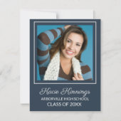 ネイビーブルーとホワイトの写真トランクパーティー 招待状 (正面)