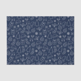 ネイビーブルーとホワイトの冬のクリスマスパターン 薄葉紙