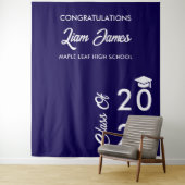 ネイビーブルーとホワイトの卒業写真の背景 タペストリー (インサイチュ)