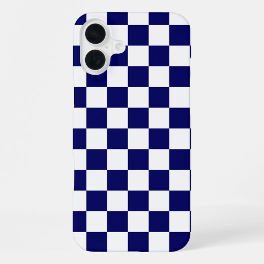 ネイビーブルーとホワイトの市松模様 iPhoneケース (裏面)